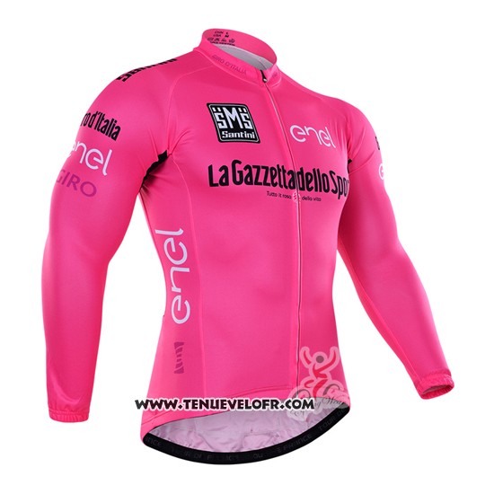 2016 Maillot Ciclismo Giro D'italie Rose et Blanc Manches Longues et Cuissard